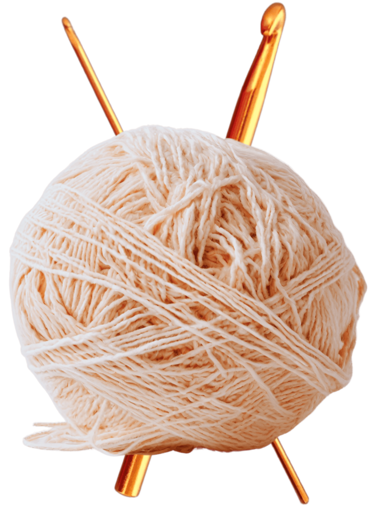 fresh baked fabric crochet needles and yarn